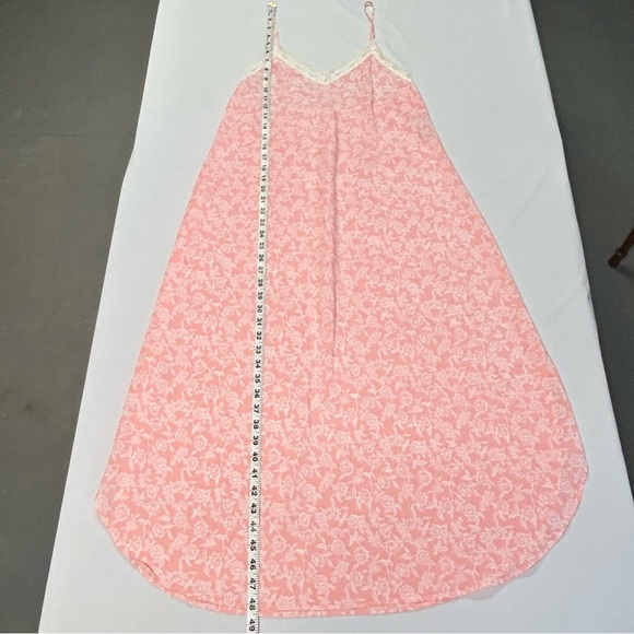 Vintage Natori Slip Dress Nightgown Size M Floral Lace Stretch Coquette Pink - Picture 9 of 11